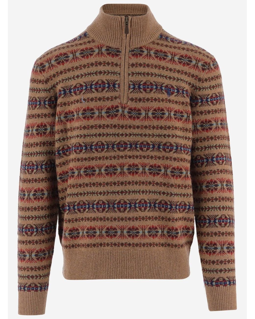 Polo Ralph Lauren Brown Fair Isle Wool Sweater