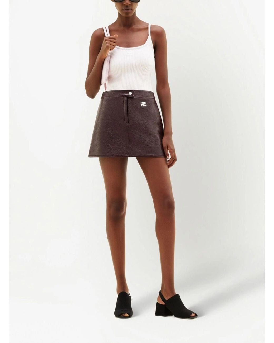 Courreges Natural Reedition Vinyl Mini Skirt