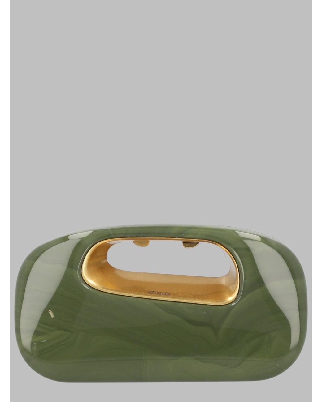 Cult Gaia Green Glossy Top Handle Clutch