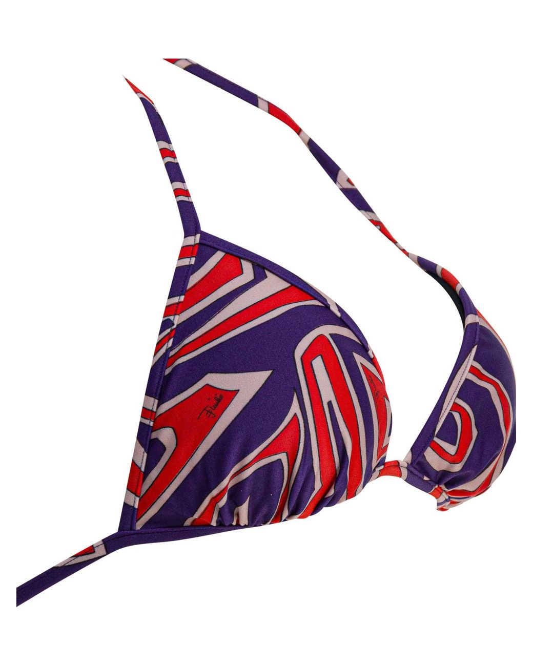Emilio Pucci Red Labirinto Print Triangle Bikini Top