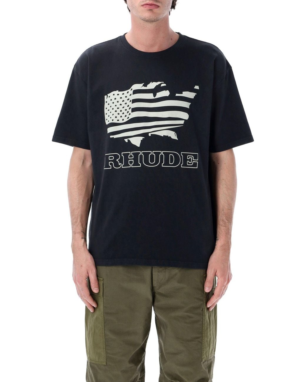 Rhude Blue Banner Cotton T-Shirt