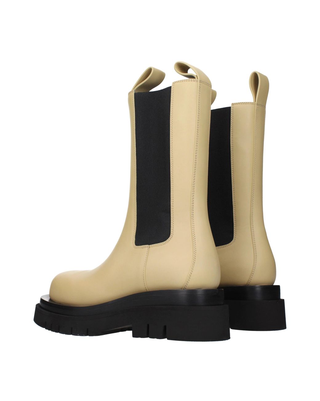 Bottega Veneta Black Lug Ankle Boots /Sugar Cane Leather