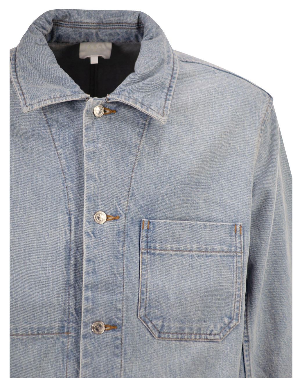A.P.C. Gray Cotton Denim Jacket With Patch Pockets