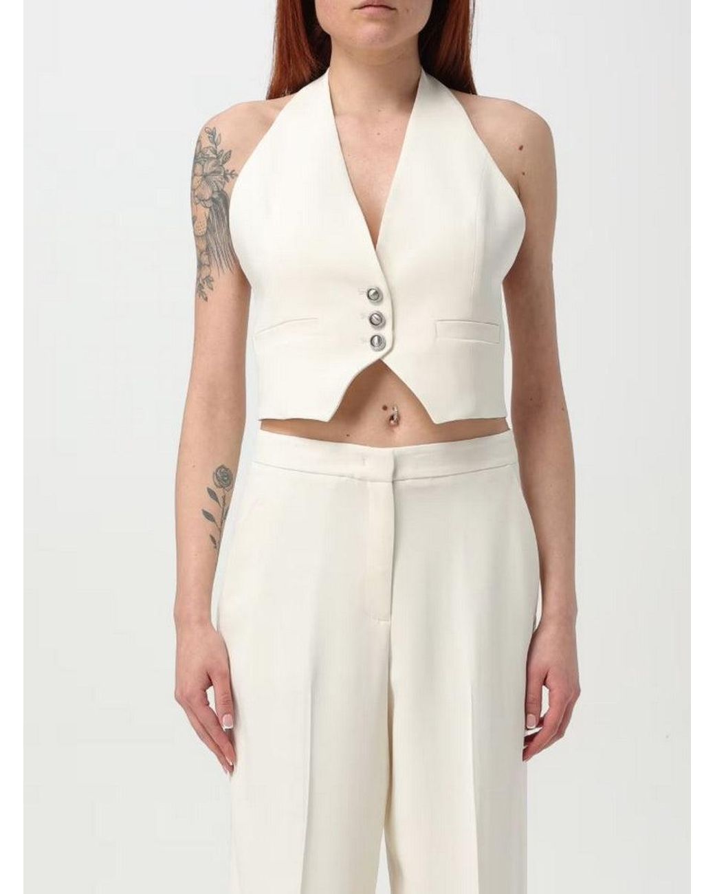 Pinko White Halterneck Waistcoat