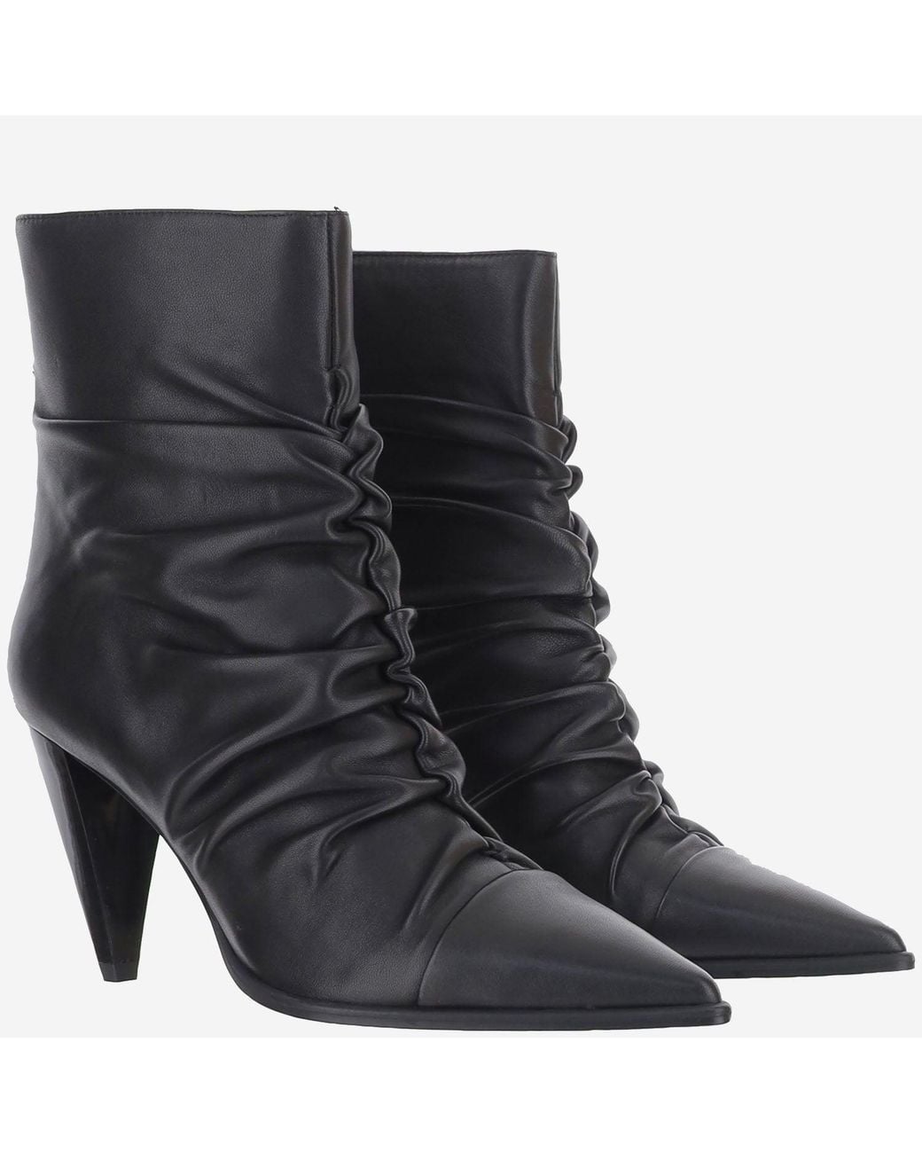 Pinko Black Embossed Leather Ankle Boots
Size 37 It