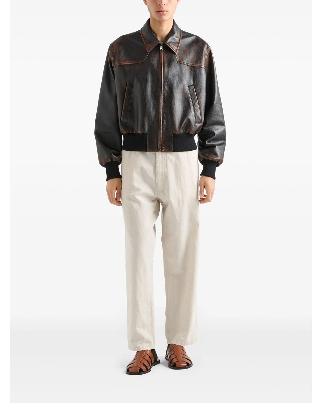 Prada White Chambray Pants for men