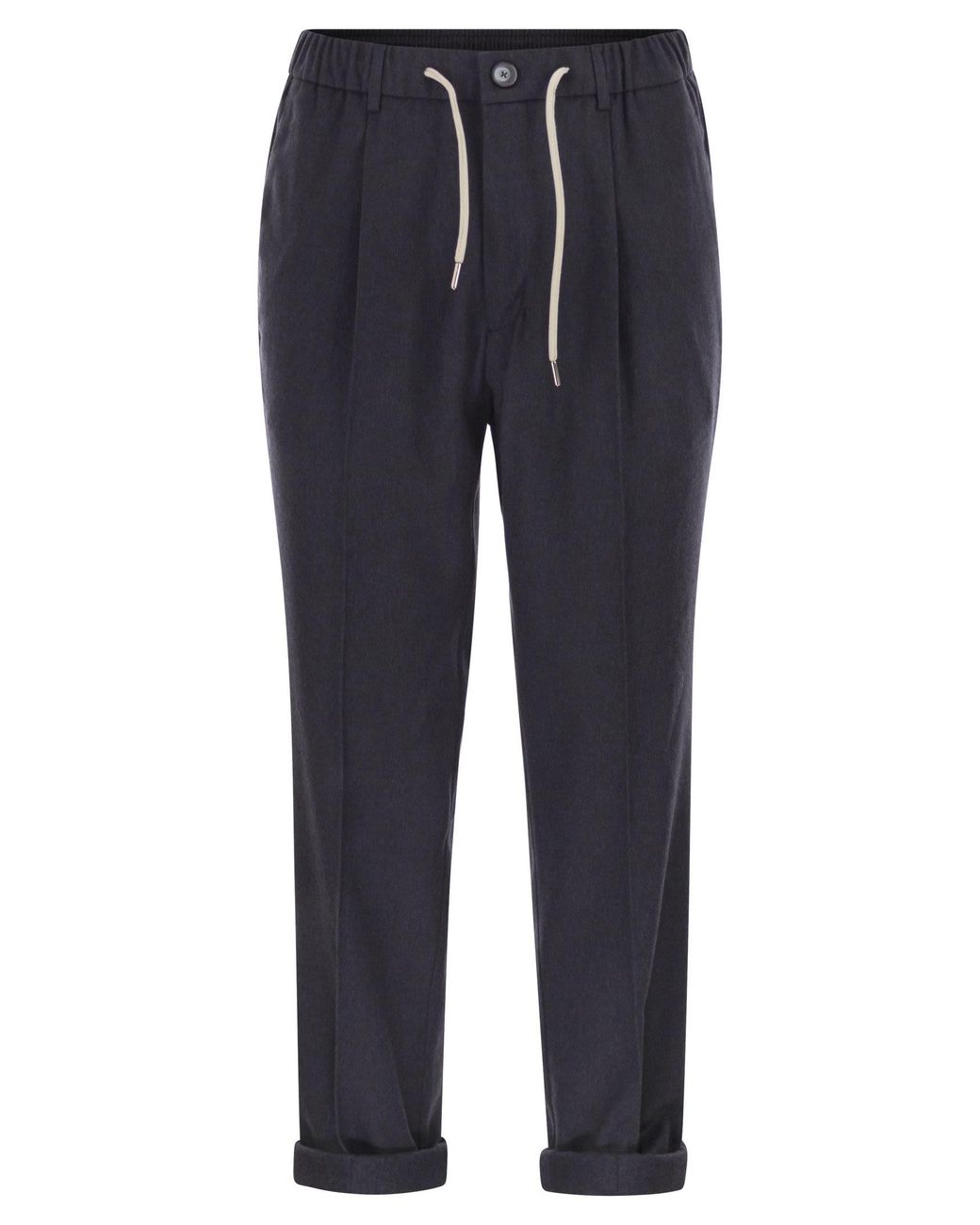 Herno Blue Cashmere And Silk Trousers for men