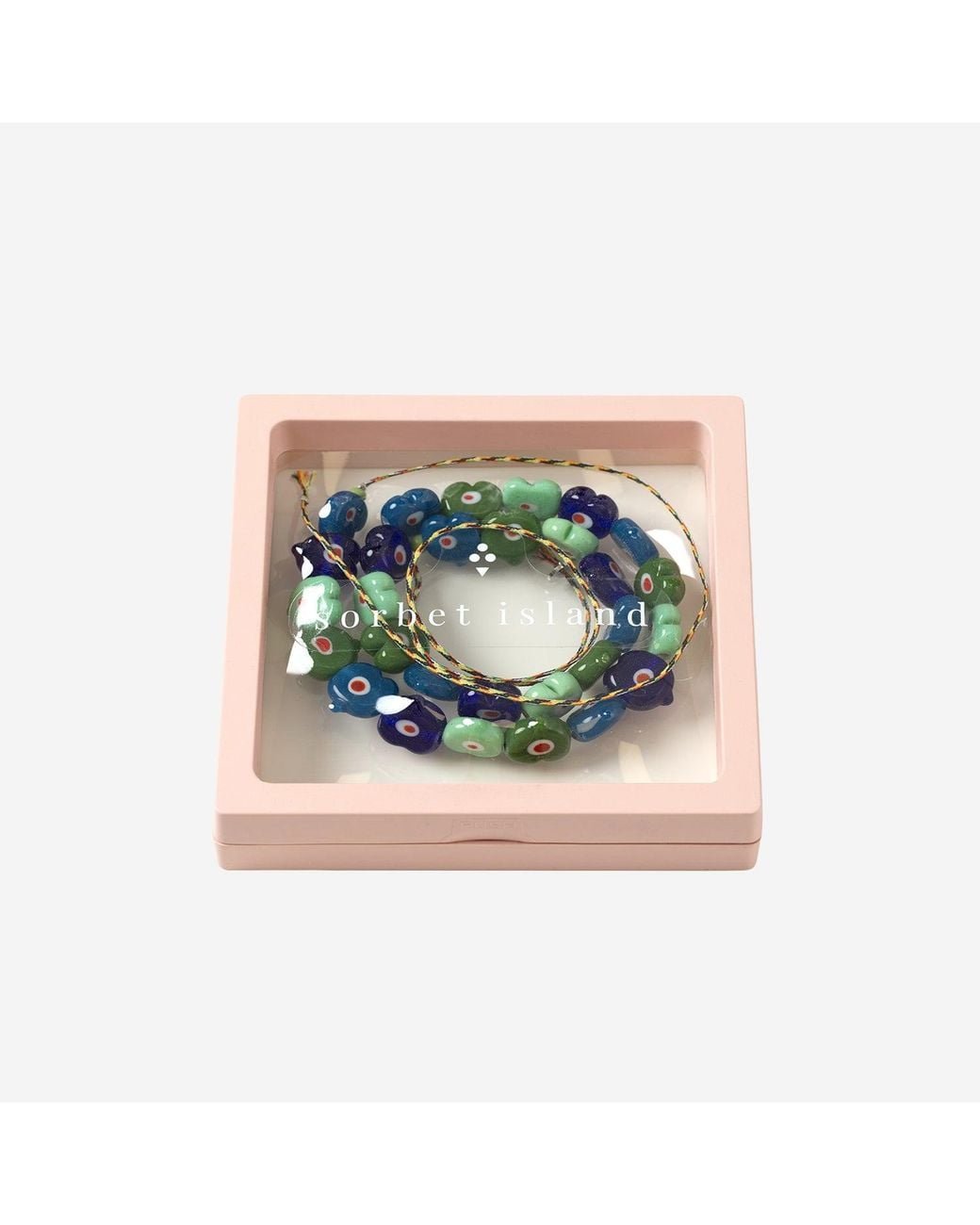Sorbet Island Blue Heart Shaped Glass Bead Necklace