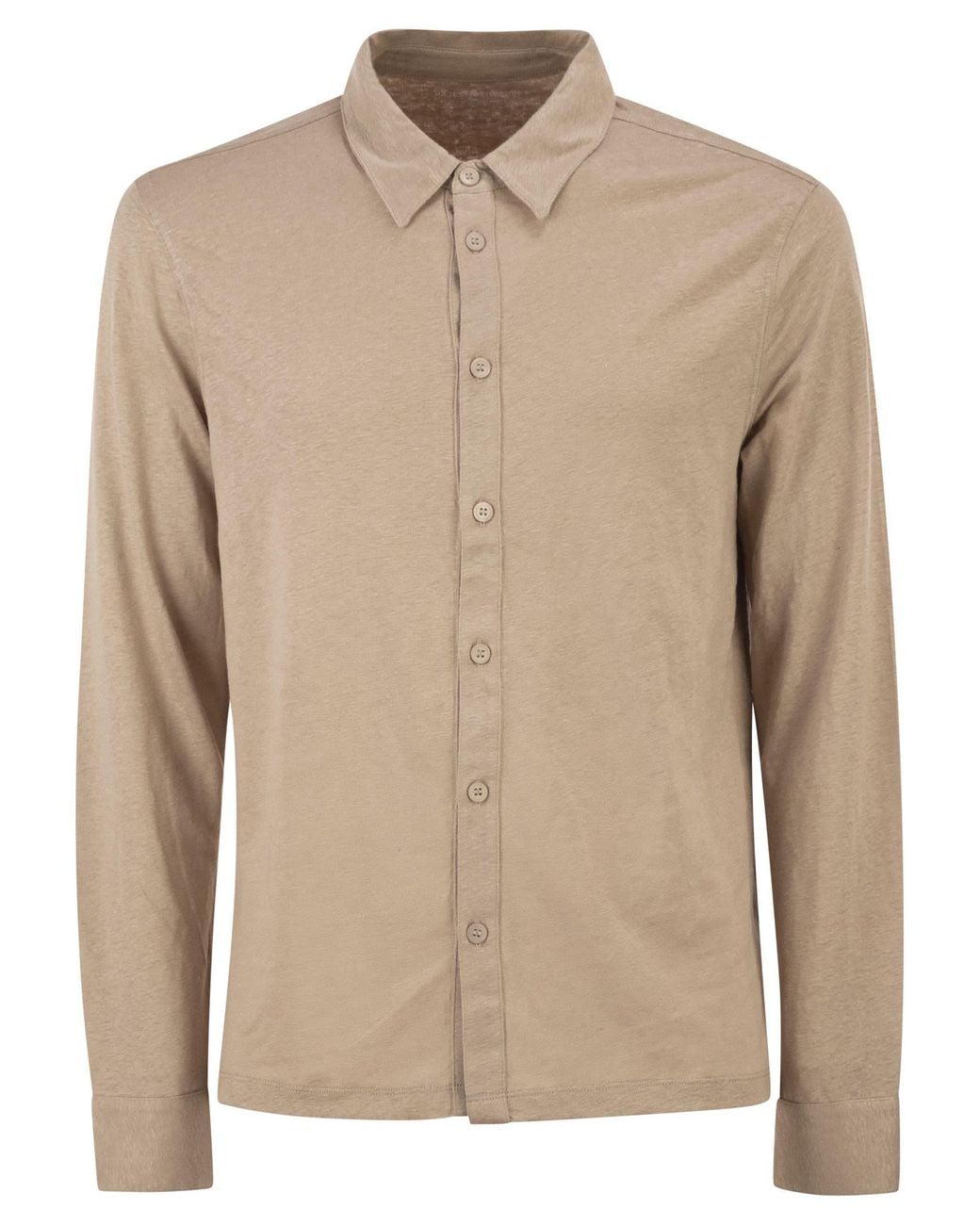 Majestic Natural Stretch Linen Shirt With Front Button Fastening for men