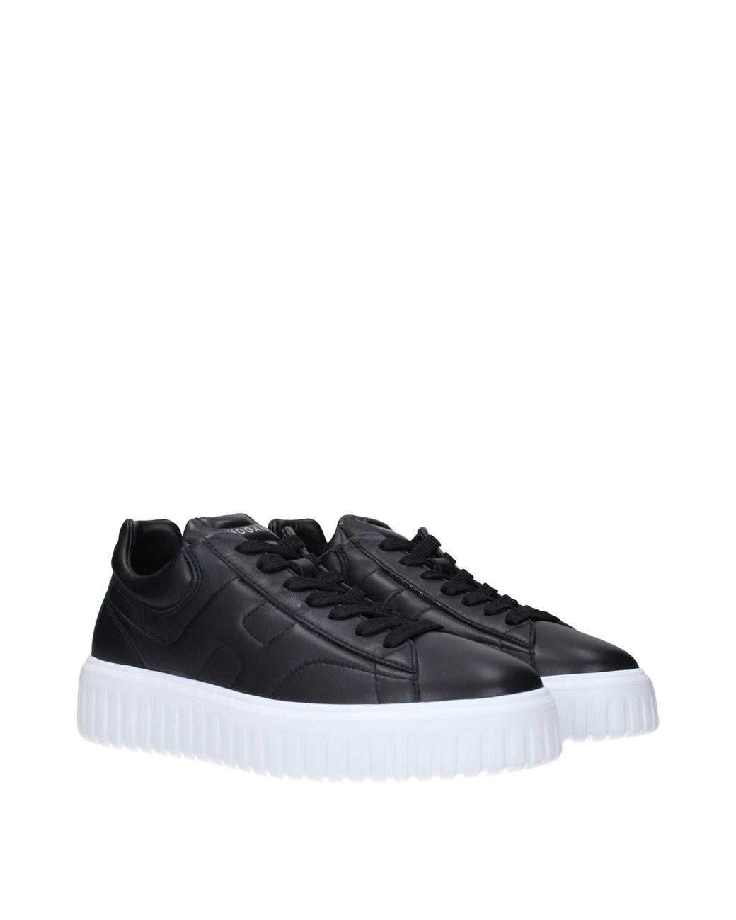Hogan Blue Sneakers H Stripes Uomo Pelle Nero/Bianco for men