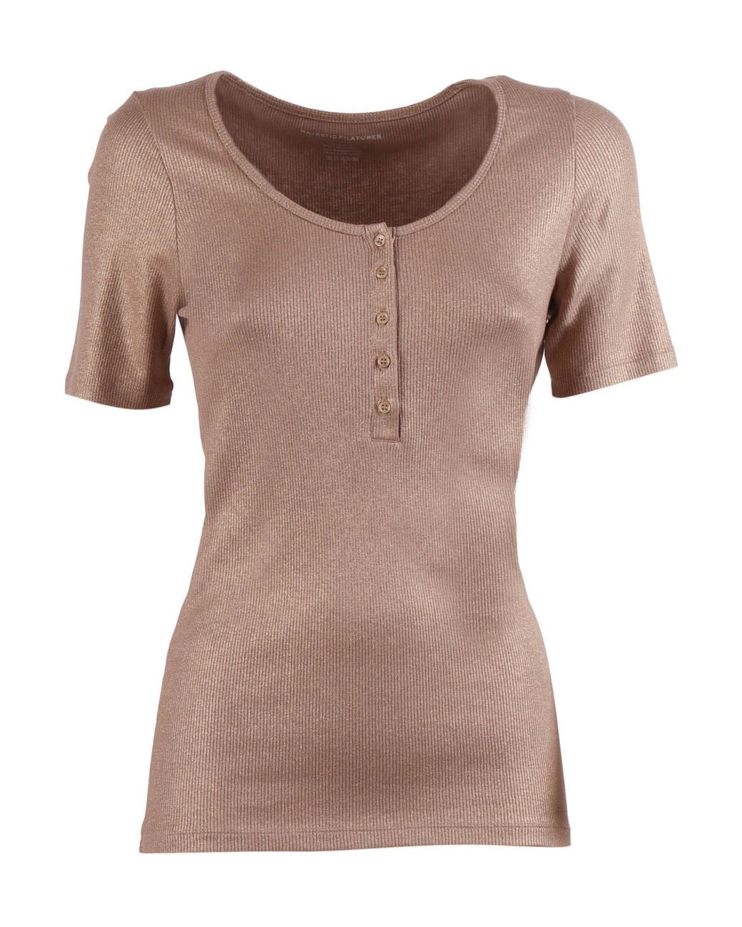 Filatures Du Lion Brown U-Neck Henley Viscose Elastane Sweater