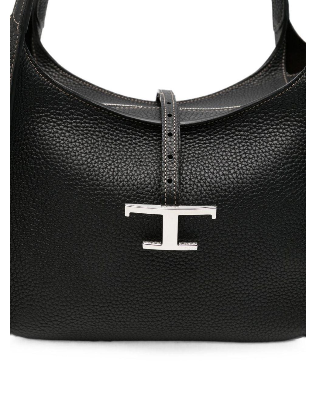 Tod's Black T Timeless Small Leather Shopping Bag