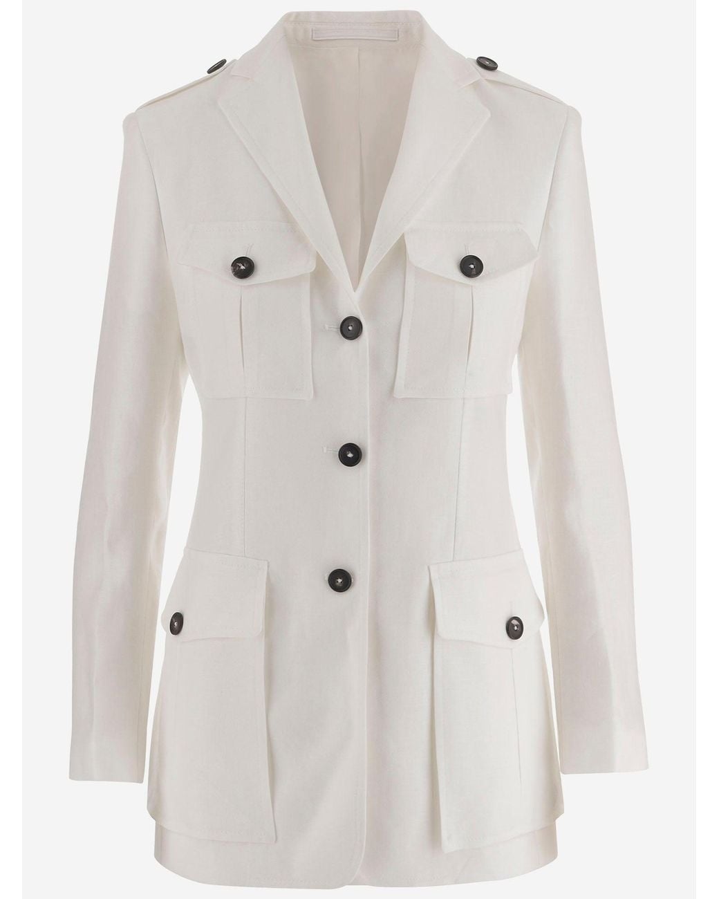 Tagliatore White Jacket Single-Breasted Linen