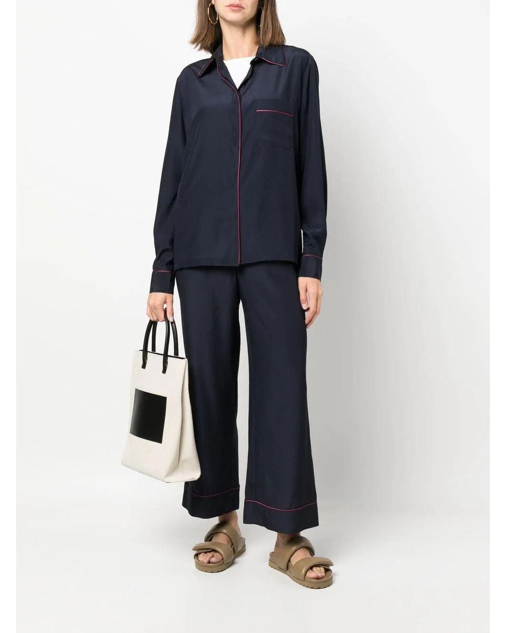 P.A.R.O.S.H. Blue Straight-Leg Cropped Trousers