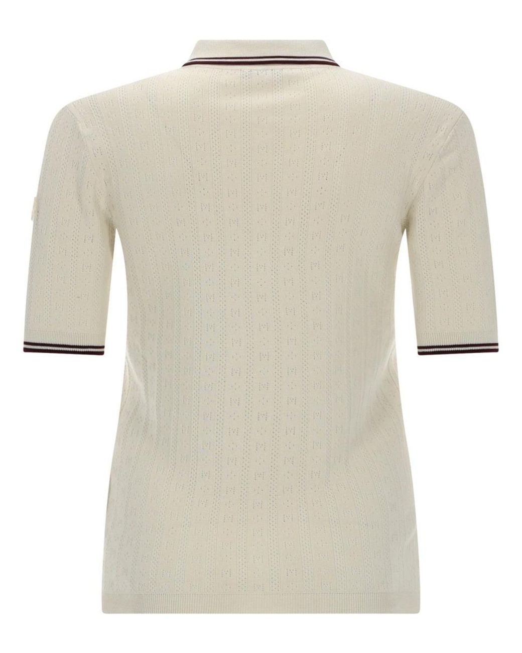 Moncler Natural Knit Cotton Polo Shirt