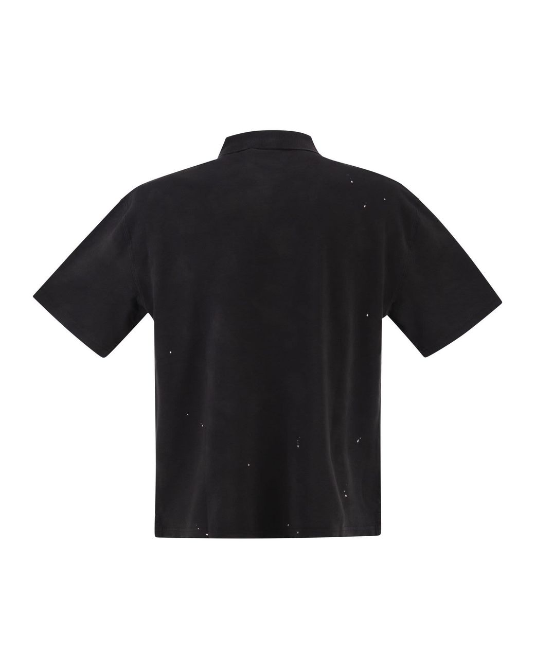 Carhartt Black Cotton Polo Shirt With Paint Splatter Details