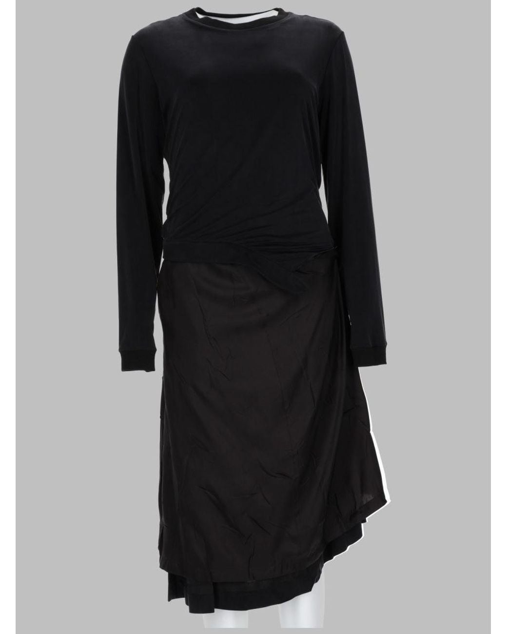 Maison Margiela Black Abito Midi Con Drappeggio