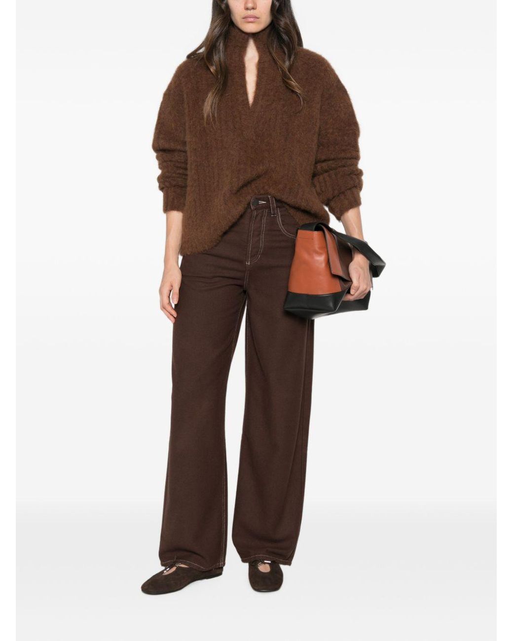 Uma Wang Brown Phyllis Wool Blend Trousers