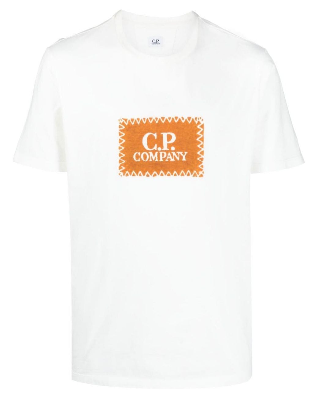 C P Company White Logo T-Shirt Clothing for men