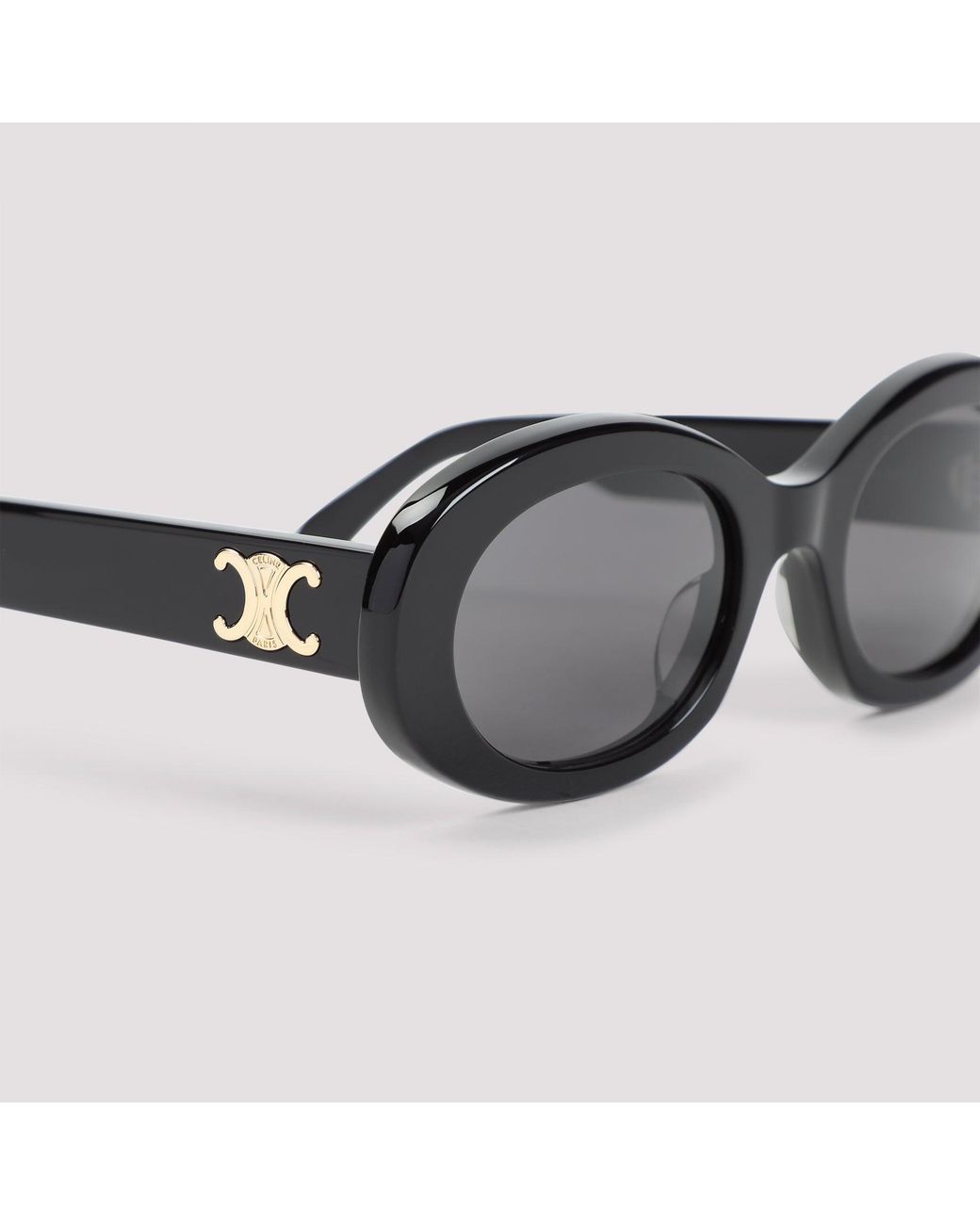 Céline Black Signature Logo Acetate Sunglasses For