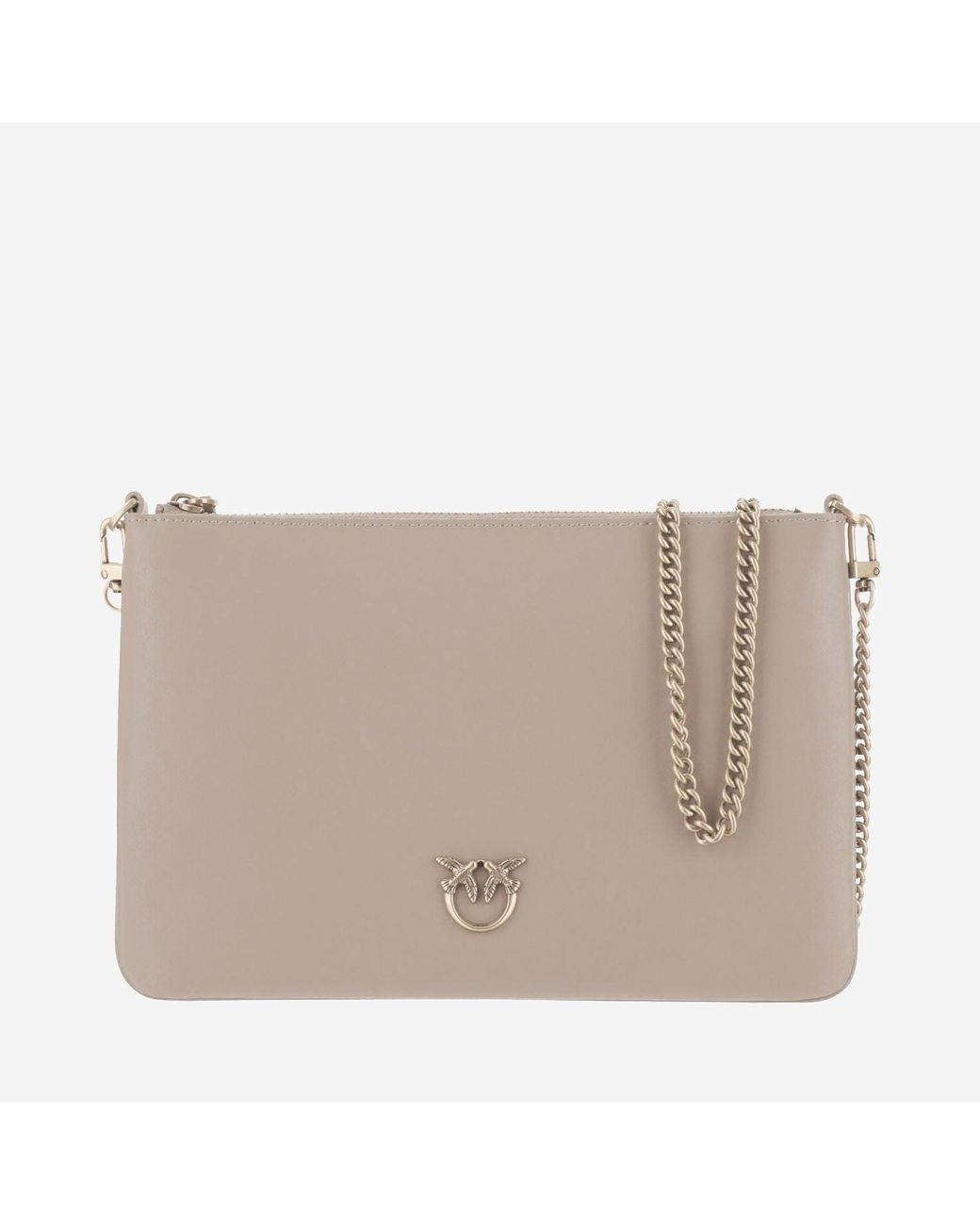 Pinko Natural Leather Shoulder Bag With Logo
