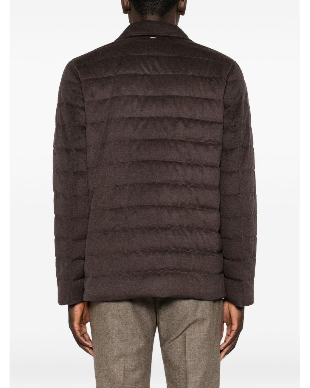 Herno Brown Zipped Down Jacket for men