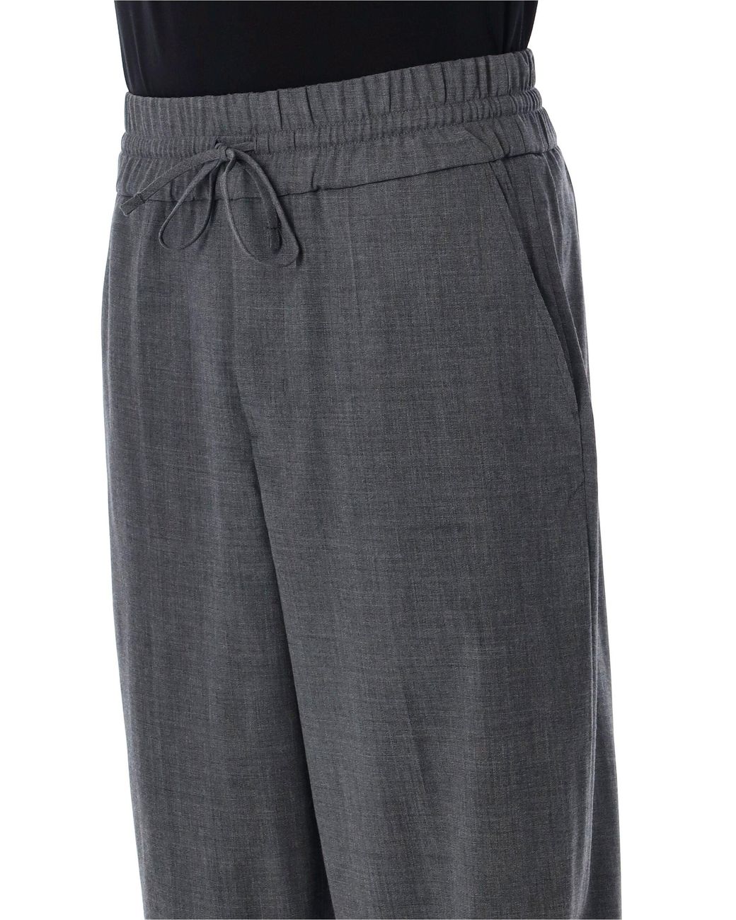 AMI Black Elasticated Wool Trousers for men