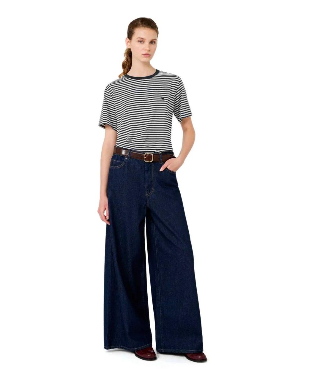 Weekend by Maxmara Black Venaco Striped T Shirt