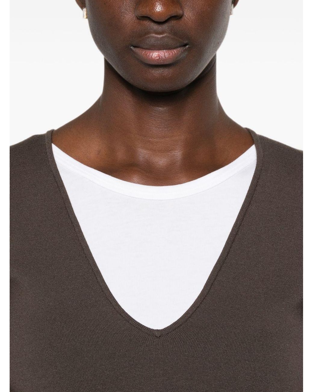 Totême Brown V Necked Sweater