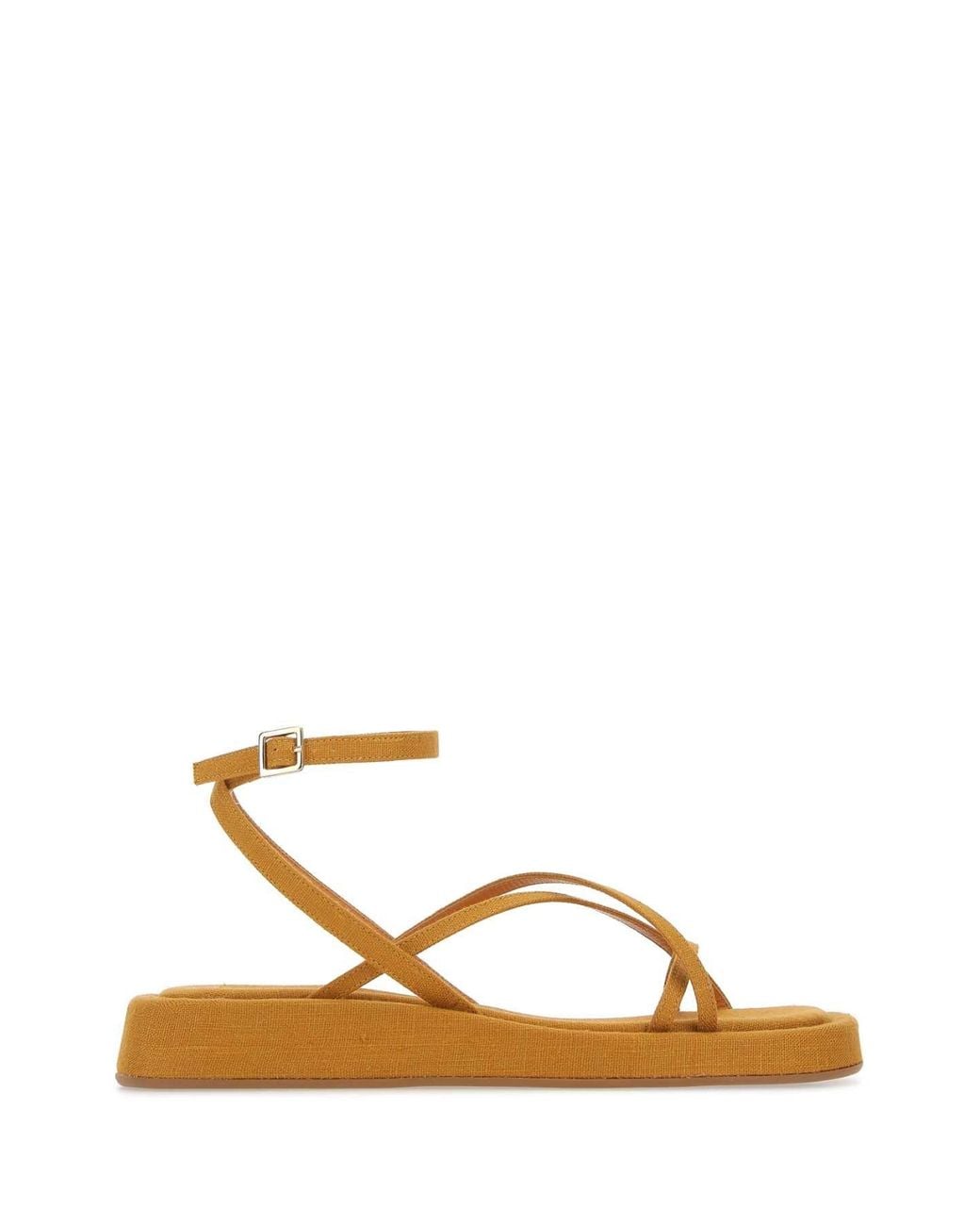 GIA COUTURE Brown Mustard Fabric Rosie 16 Sandals for men