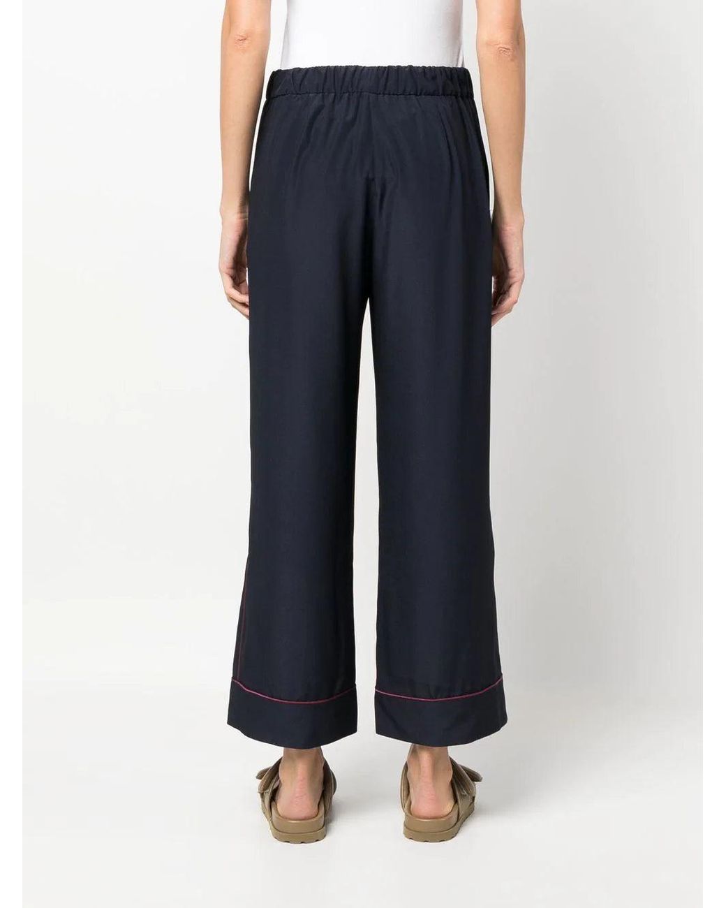 P.A.R.O.S.H. Blue Straight-Leg Cropped Trousers