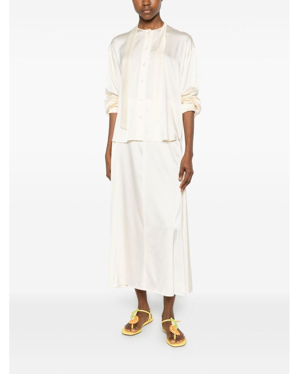 Forte_forte White Silk Bow Tie Shirt