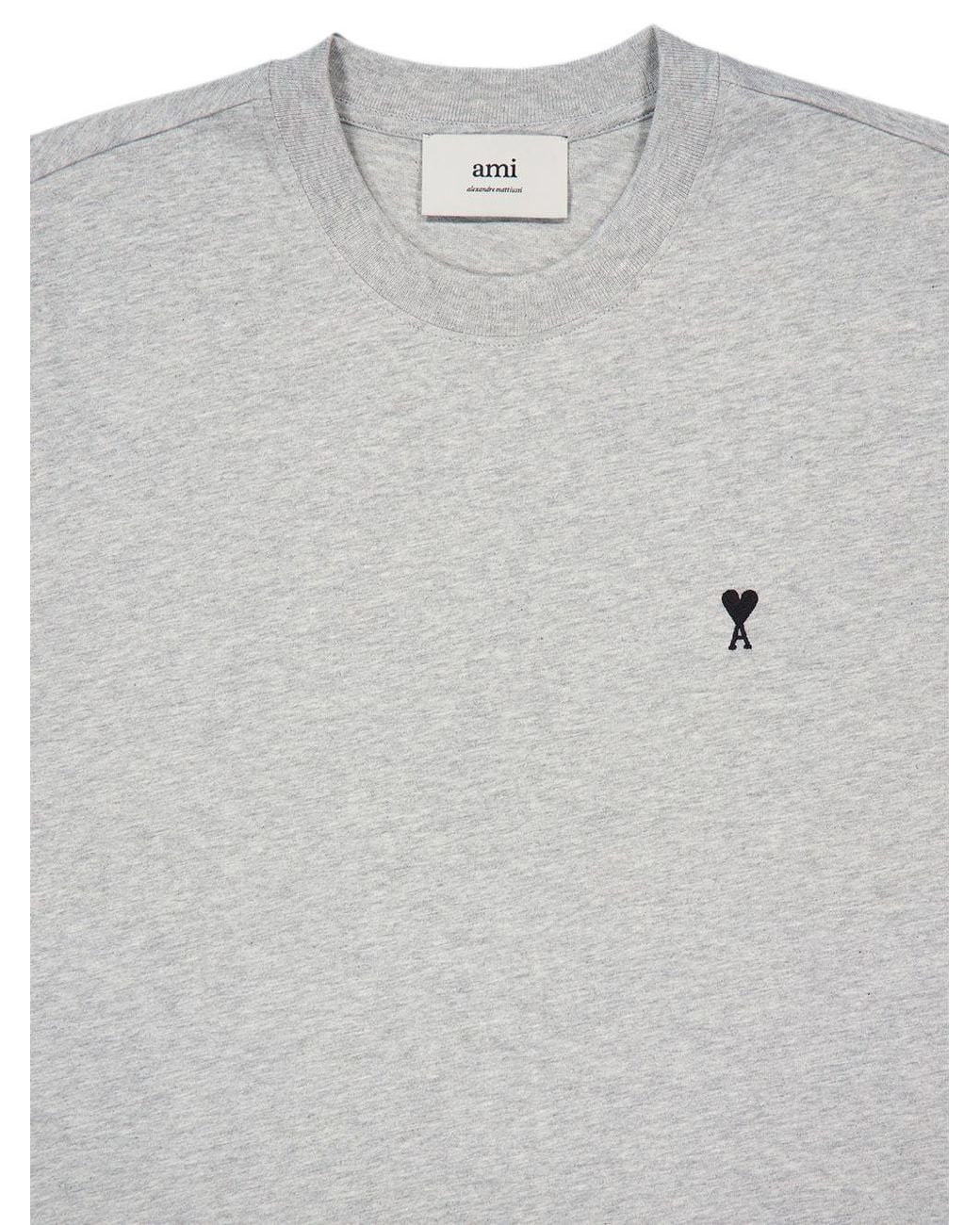 AMI Gray Ami De Coeur Cotton T Shirt
