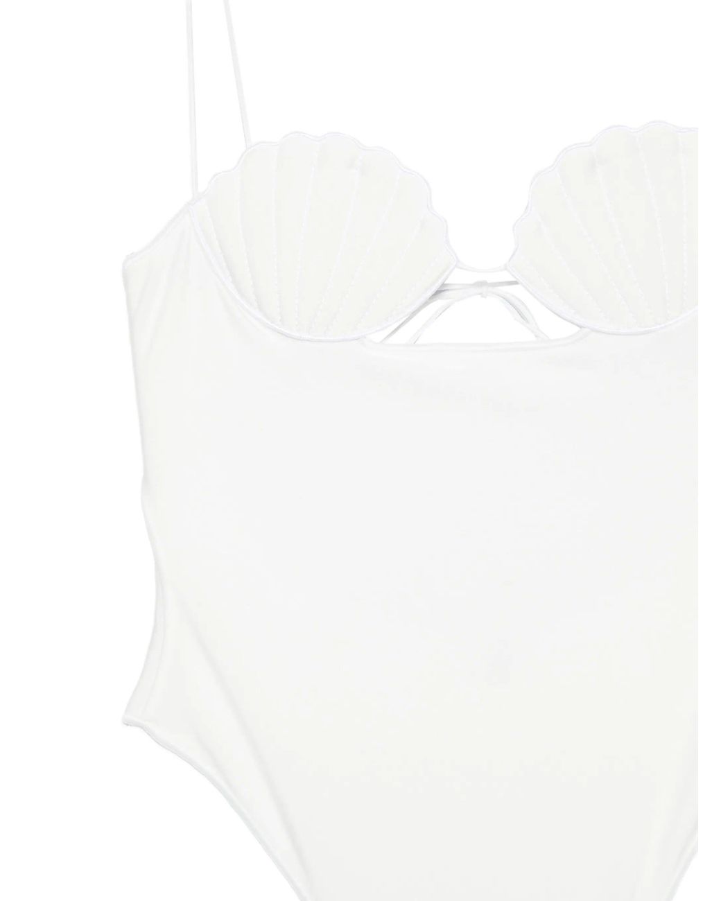Oseree White Bridal Shell Maillot