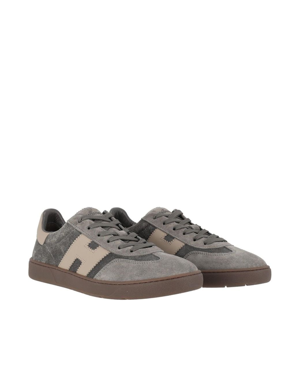 Hogan Gray Cool Suede Calfskin Low-Top Sneakers
