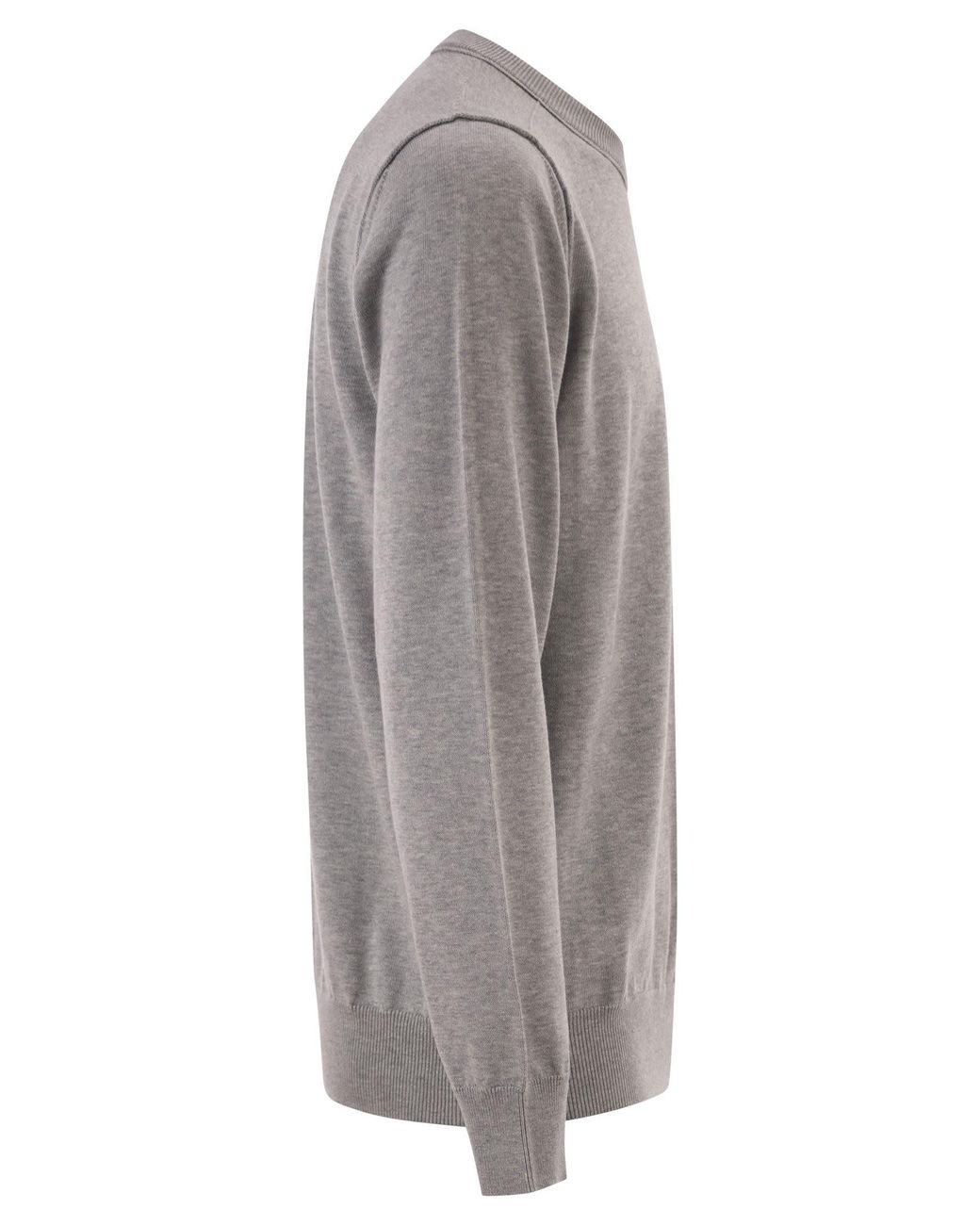 Stone Island Gray Crew Neck Jumper With Small Lapel for men