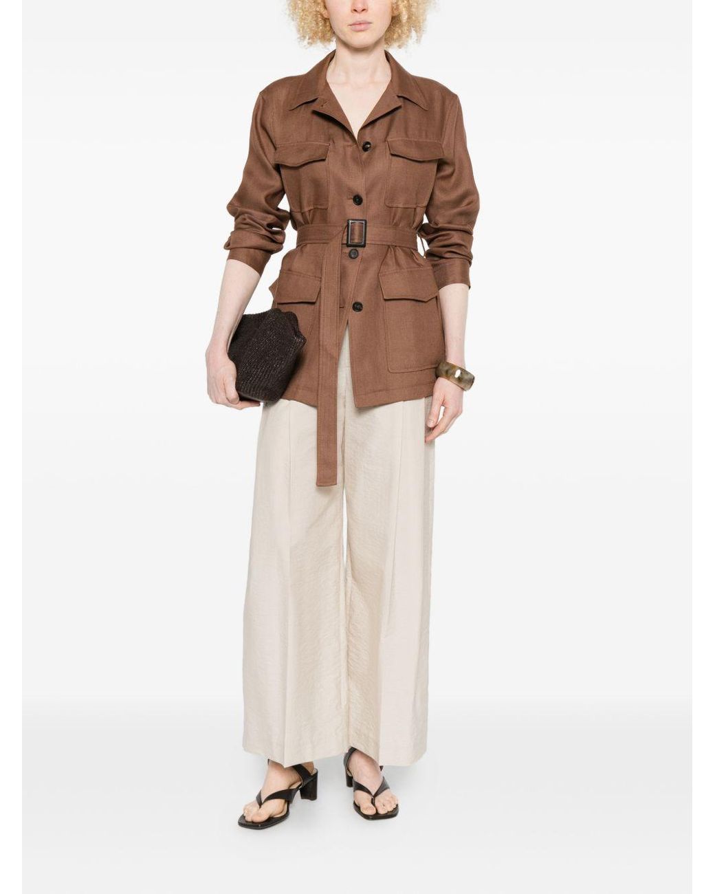 Tagliatore Brown Linen Jacket