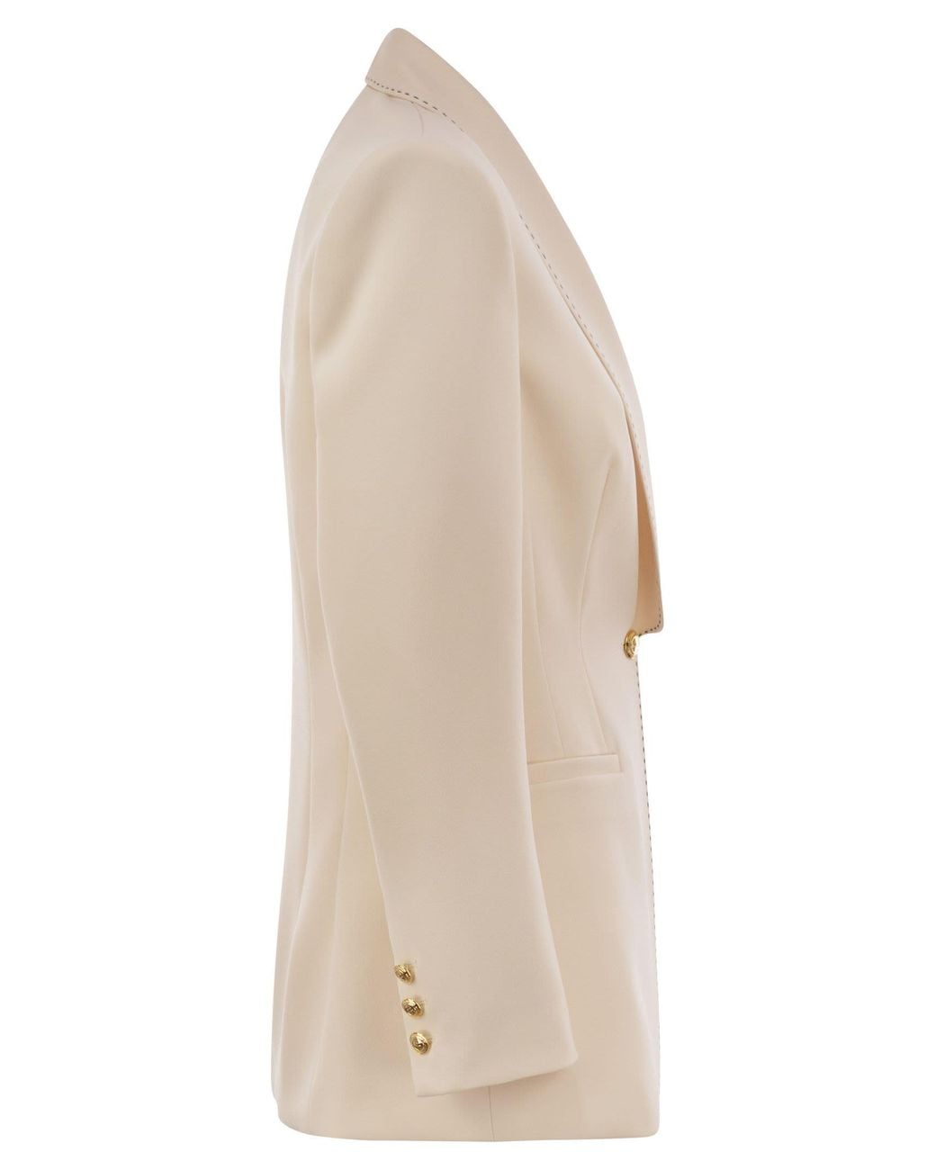 Elisabetta Franchi Natural Crepe Jacket With Contrasting Topstitching