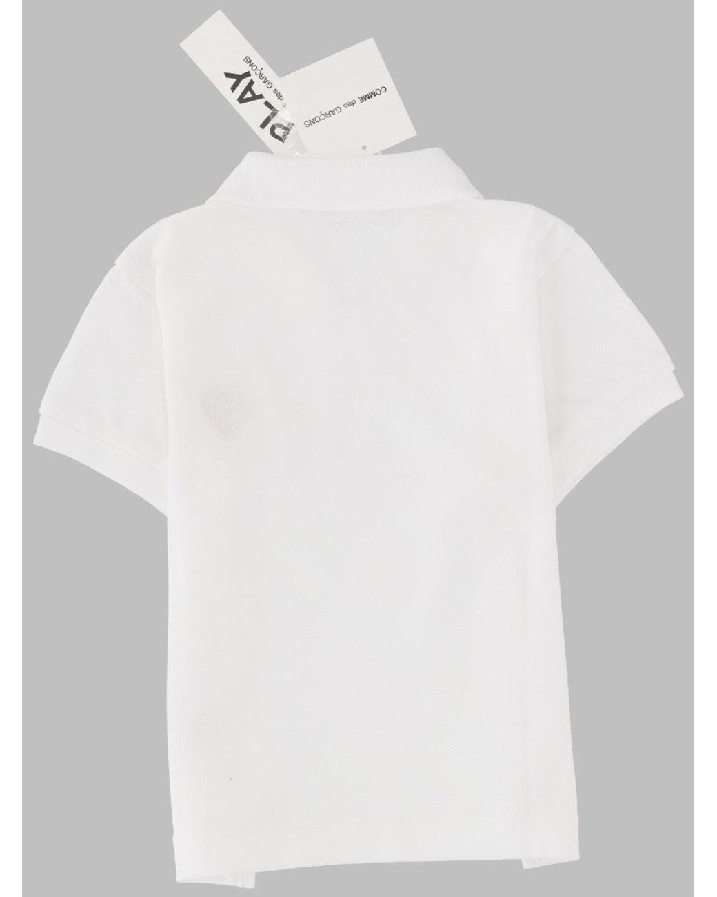 COMME DES GARÇONS PLAY White Boys Mini Knit Polo T-Shirt 100% Cotton Short Sleeve