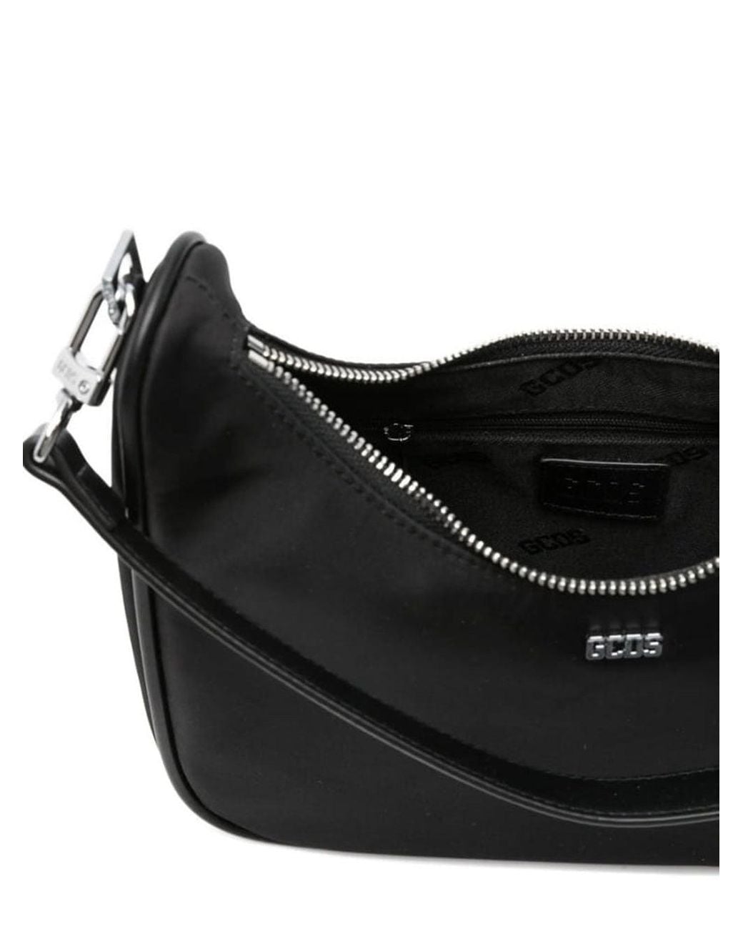 Gcds Black Shoulder Bag With Logo Appliqué