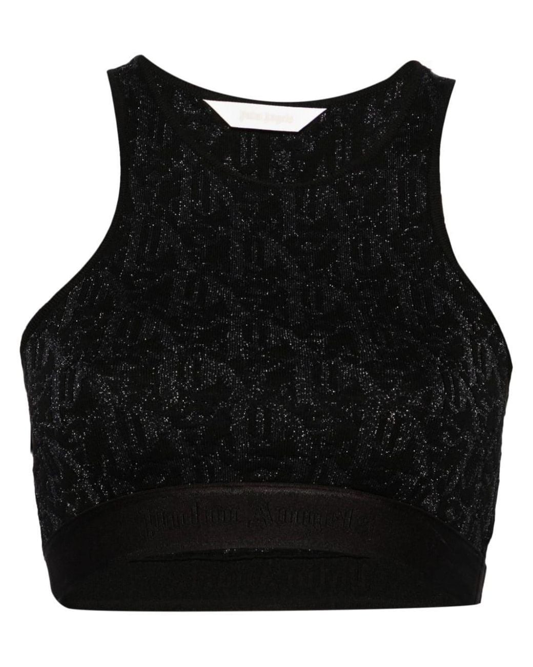 Palm Angels Black Gestricktes Tanktop Aus Monogramm-Jacquard