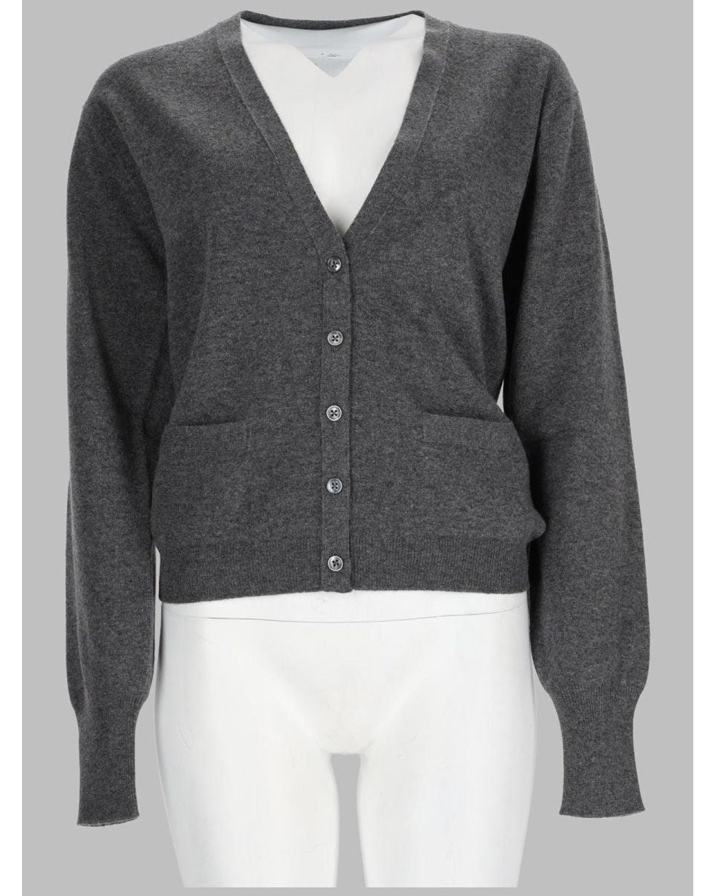 Maison Margiela Gray Cardigan Wool Virgin Jumpers