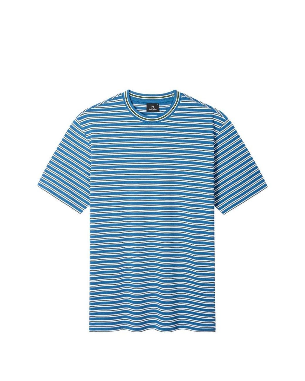 Paul Smith Blue Striped Cotton T Shirt