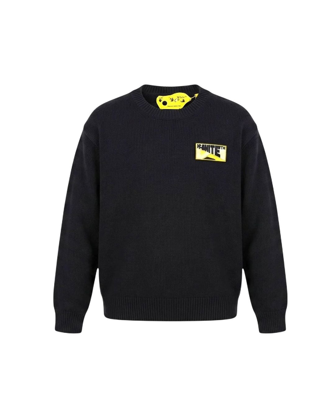 Off-White c/o Virgil Abloh Blue Pull En Maille À Patch Logo Et Col Rond