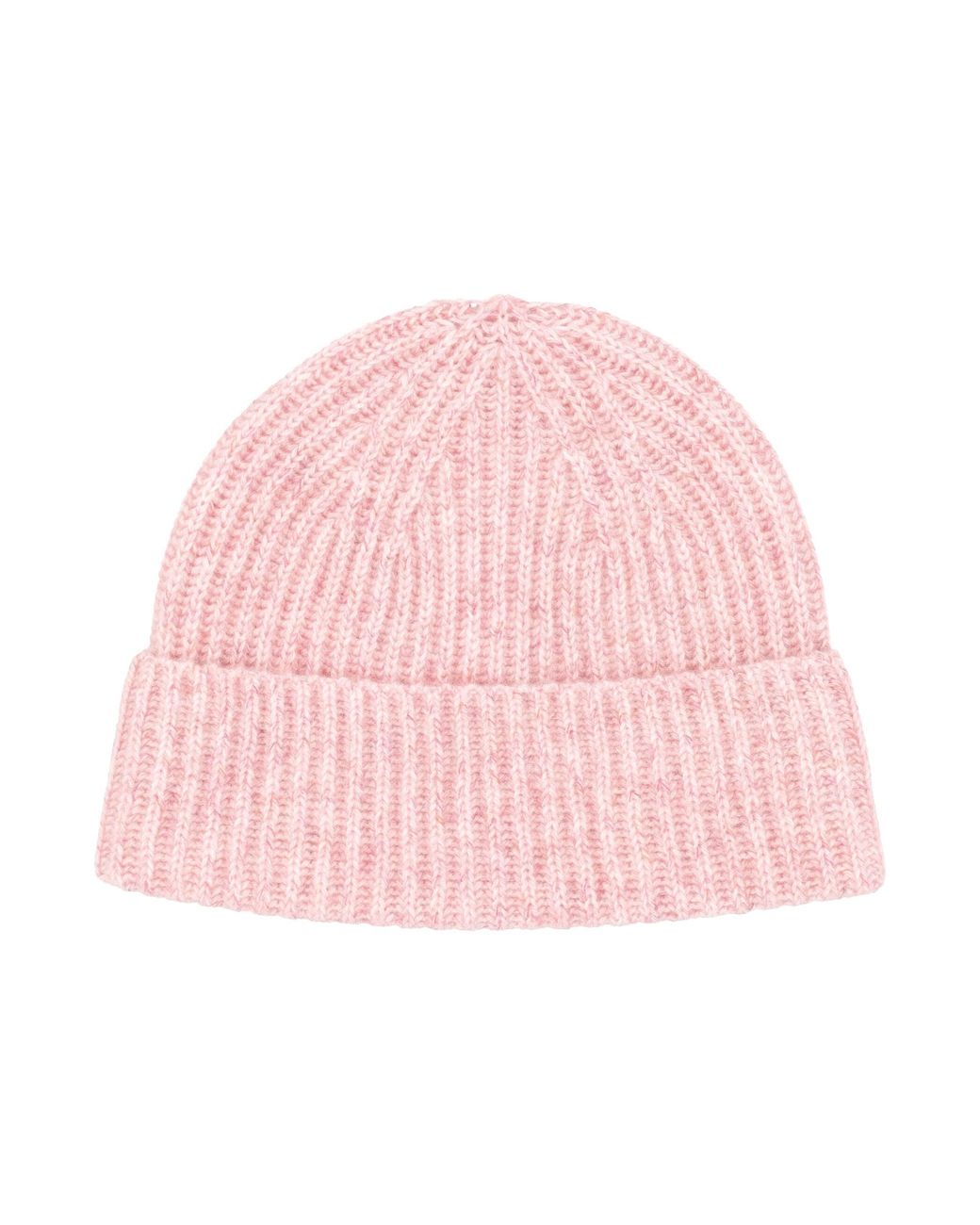 Lisa Yang Pink Cashmere Ribbed Beanie Hat