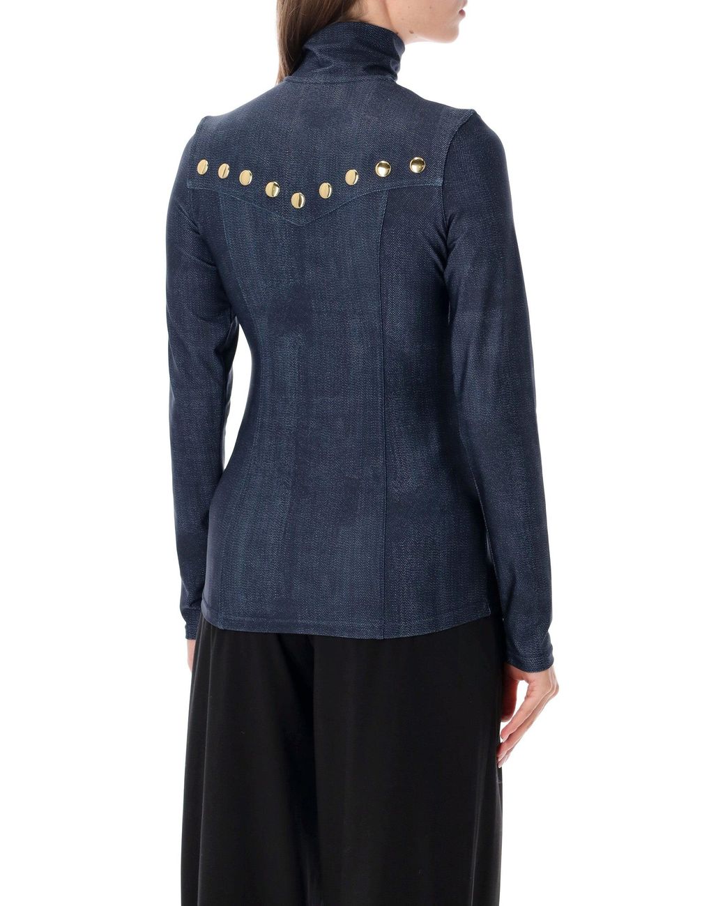 Goldbergh Blue Fitted Half-Zip Mock Neck Top