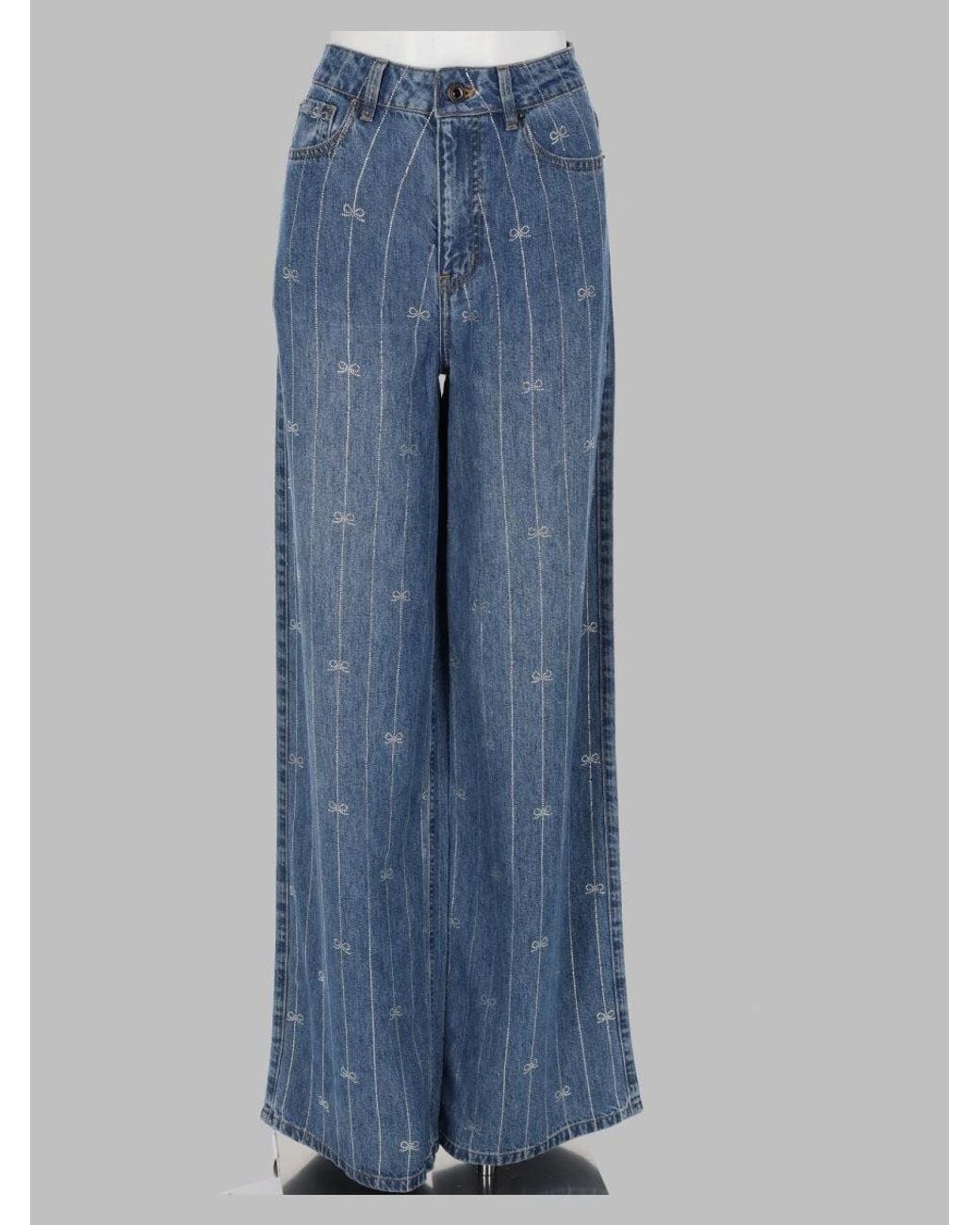 Self-Portrait Blue 100% Lyocell Jeans-Style Midi Skirt