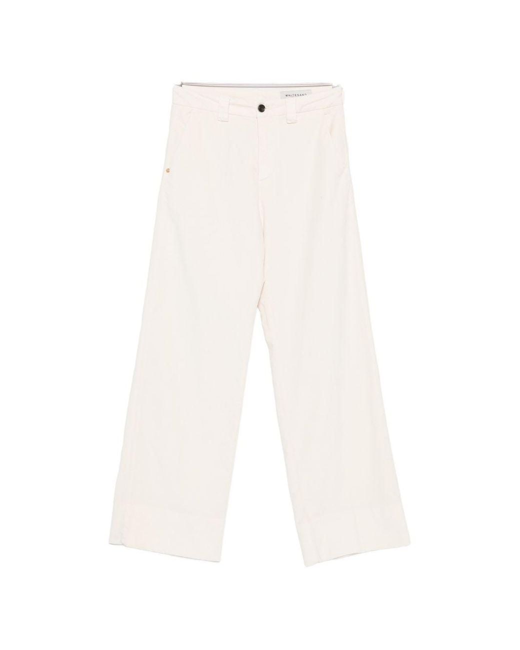 White Sand White Cotton Trousers