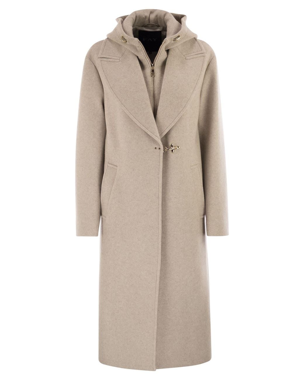Fay Natural Double Front Wool Jersey Coat