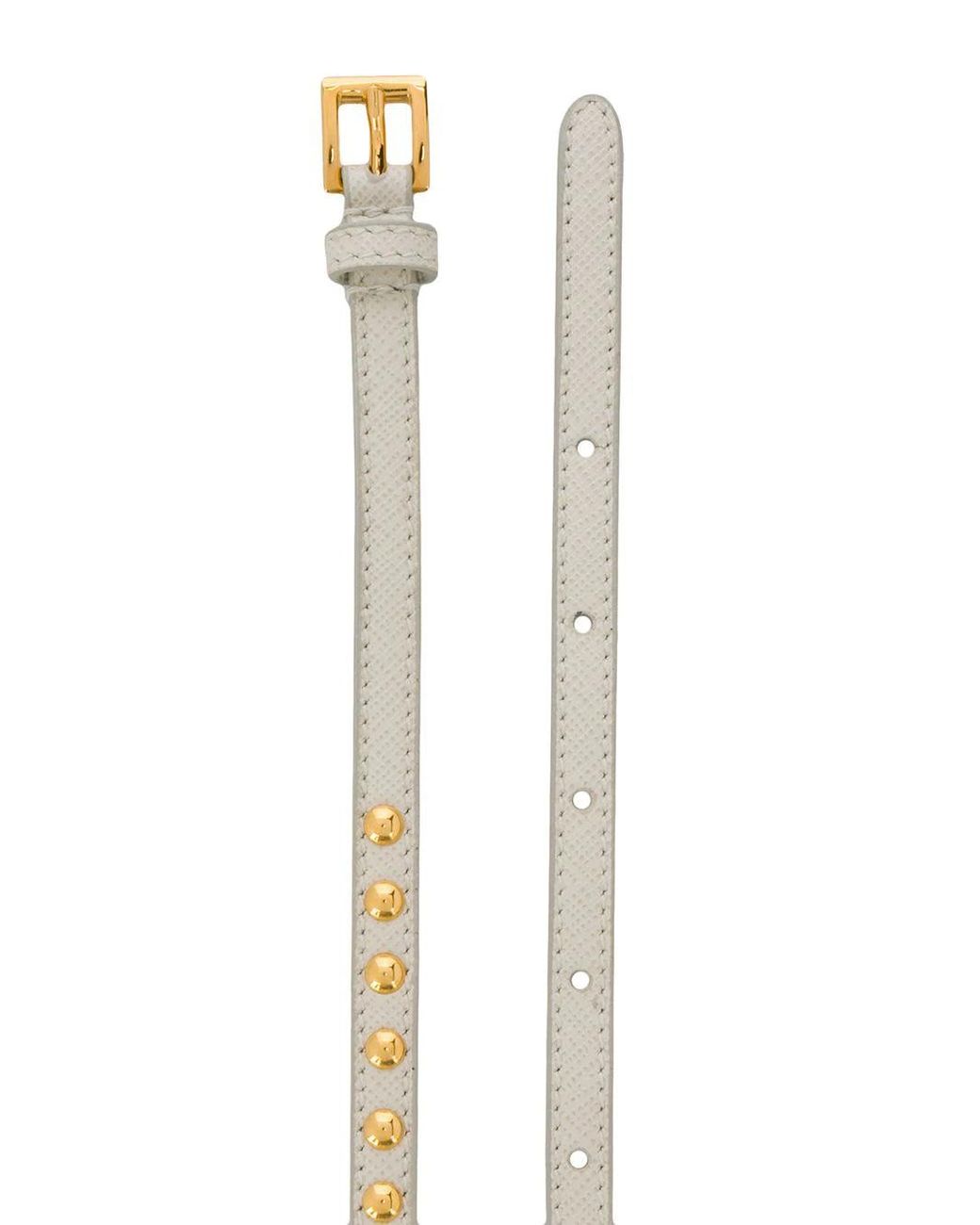 Prada White Studded Buckle Belt